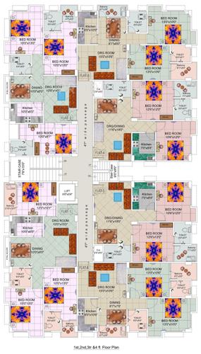 niagaree-builders megha-enclave Cluster Plan from 1st to 4th Floor