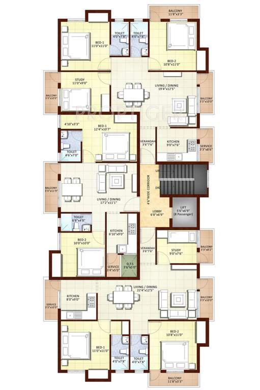 sri kirhika builders mulberry court Mulberry Court Cluster Plan from 1st to 2nd Floor