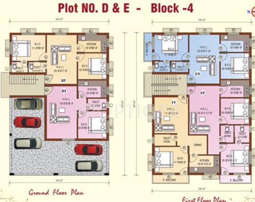 kj-homes fortune-apartment Cluster Plan from ground to 1st Floor