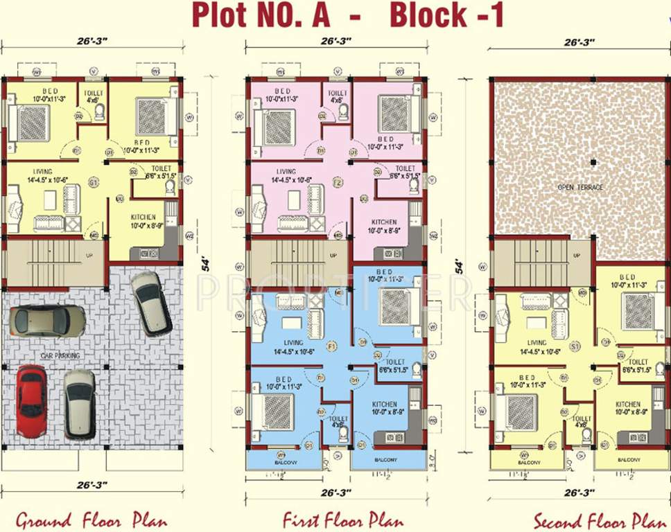 kj homes fortune apartment Cluster Plan from ground to 2nd Floor