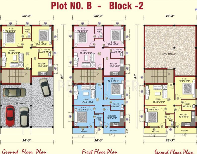 kj-homes fortune-apartment Cluster Plan from ground to 2nd Floor