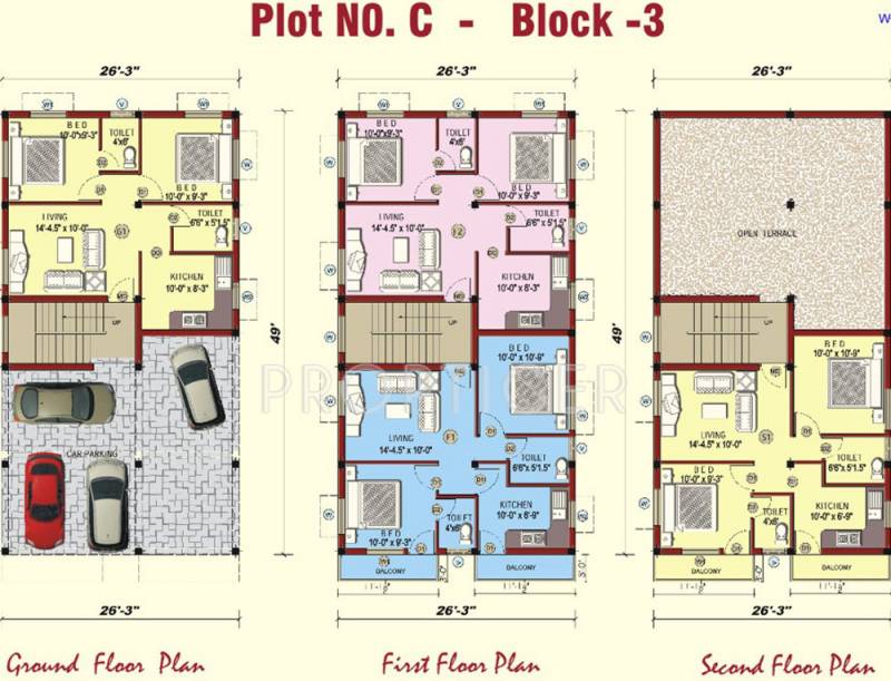 kj-homes fortune-apartment Cluster Plan from ground to 2nd Floor