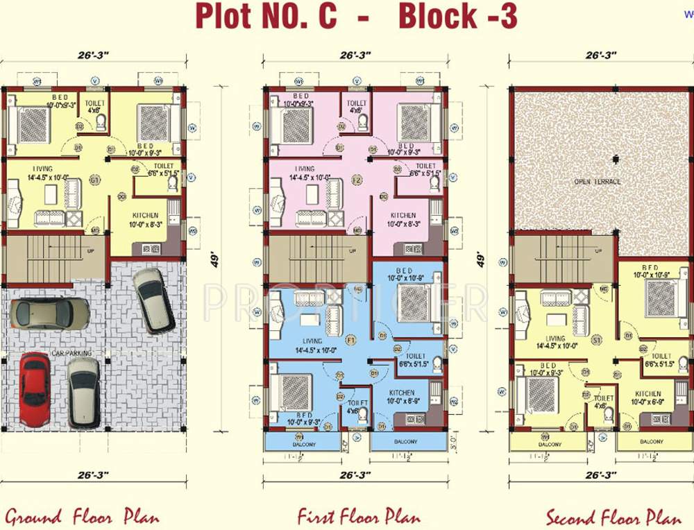 kj homes fortune apartment Cluster Plan from ground to 2nd Floor