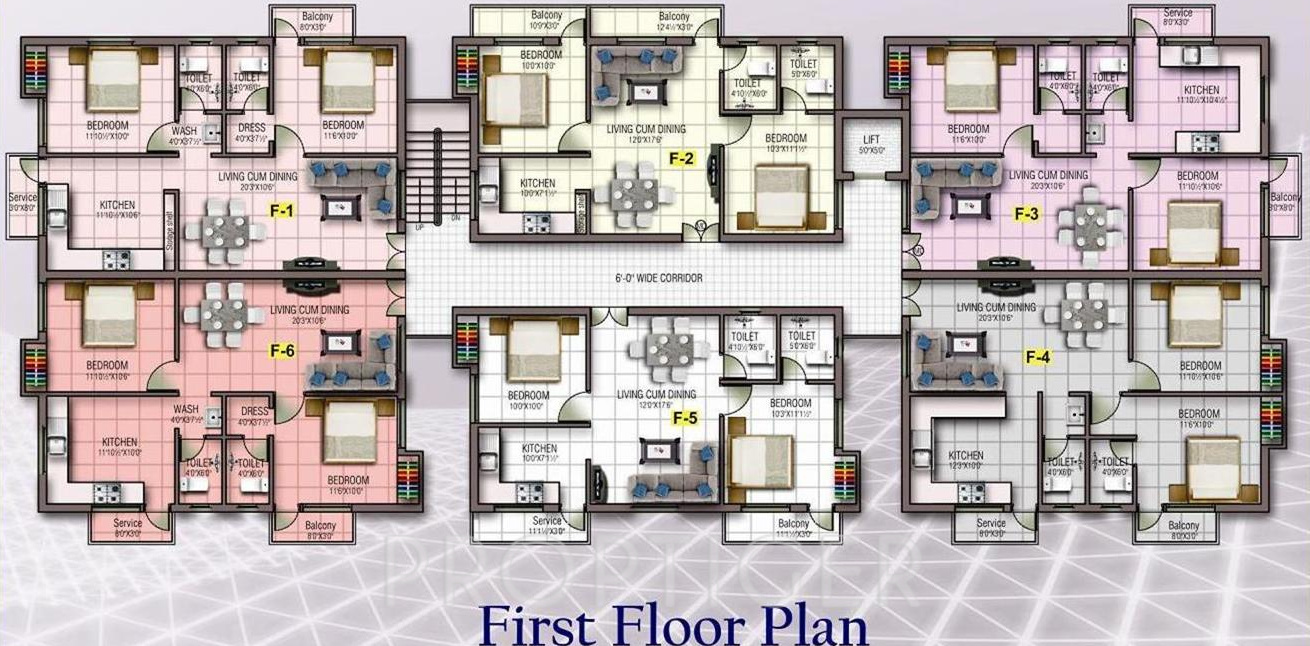 kj homes angel apartment Cluster Plan for 1st Floor