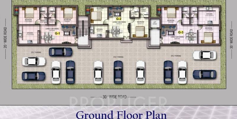 kj-homes angel-apartment Cluster Plan for ground Floor