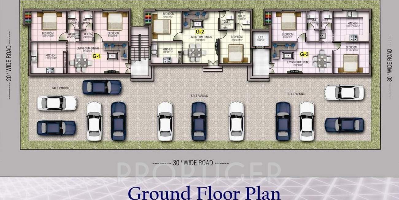 kj homes angel apartment Cluster Plan for ground Floor