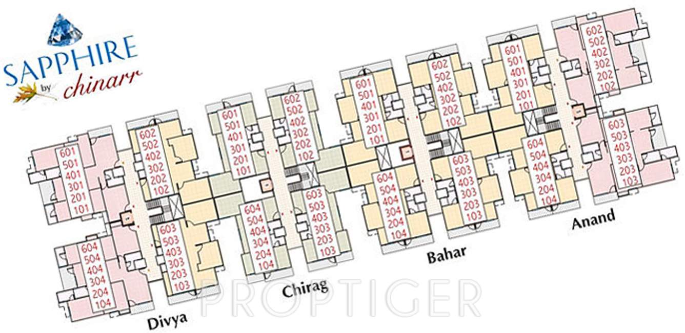  sapphire Divya to Anand Cluster Plan from 1st to 6th Floor