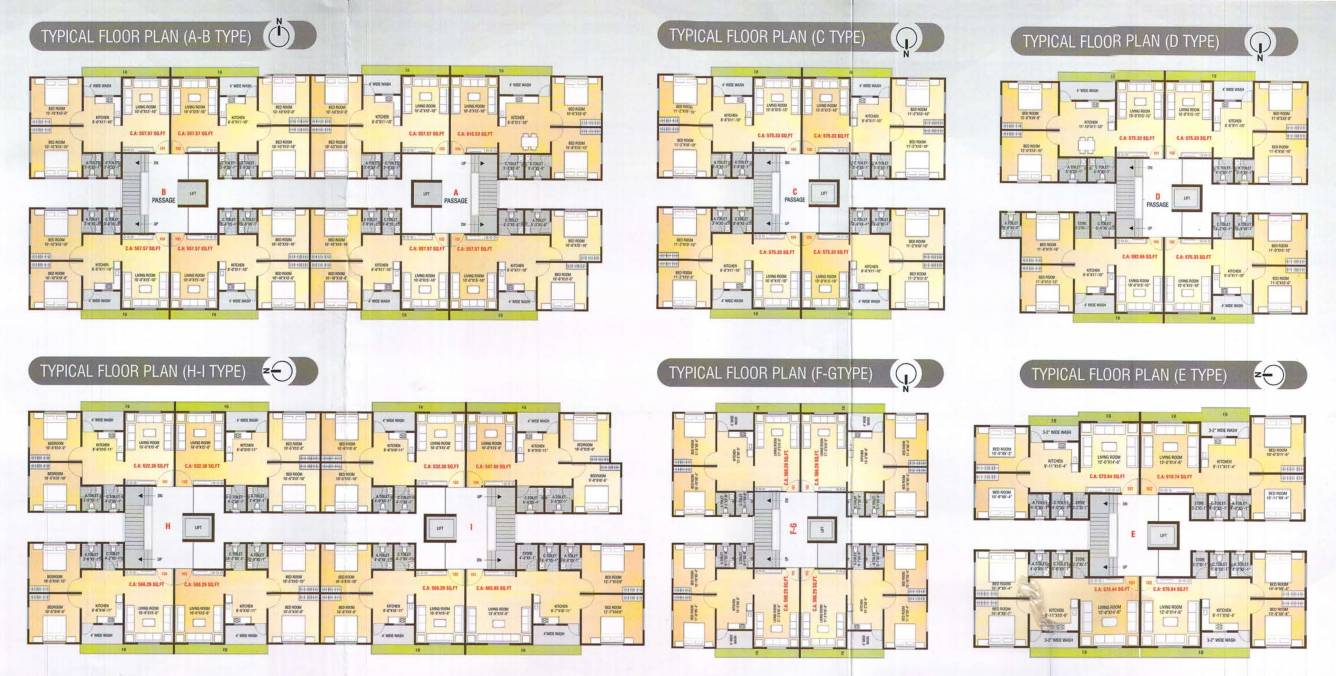  residency Tower A+B To H And I Cluster Plan for Typical Floor