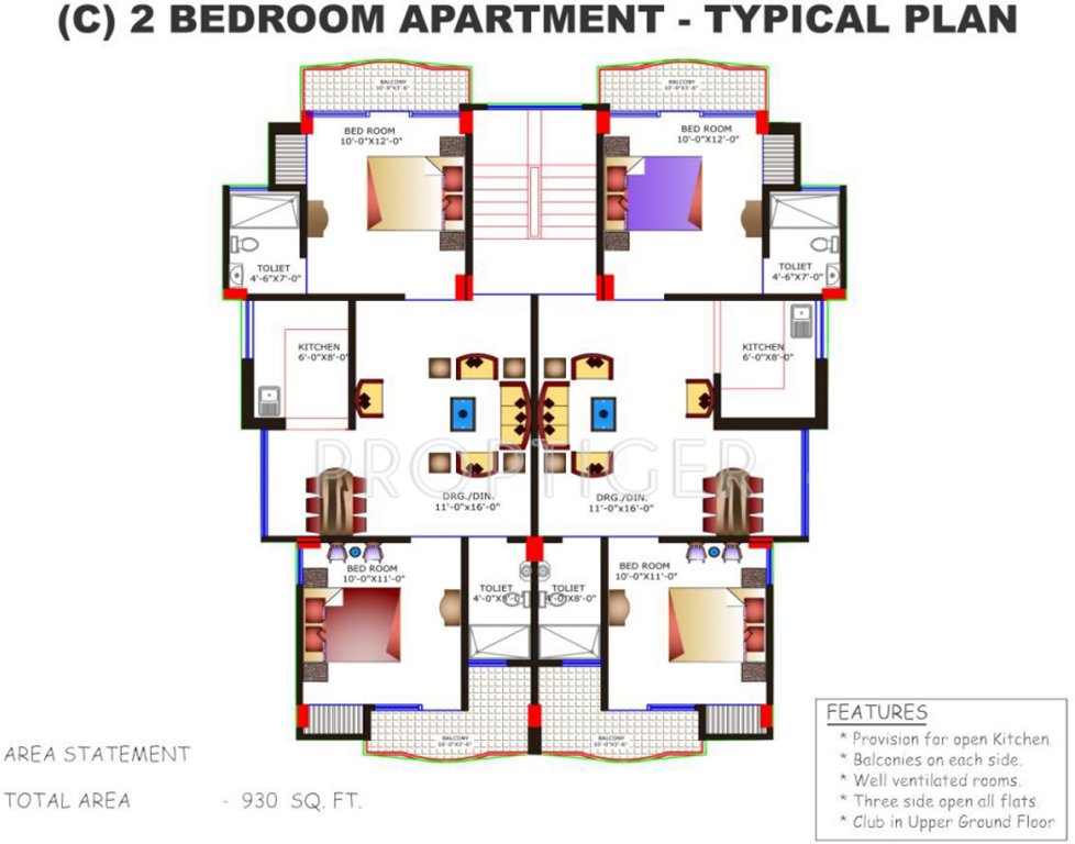 earthcon naini kingdom apartment Block A&B Cluster Plan (Typical Floor)