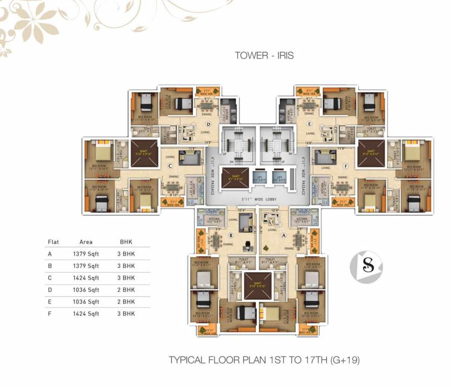  royal gardens Iris Cluster Plan From 1st To 17th Floor