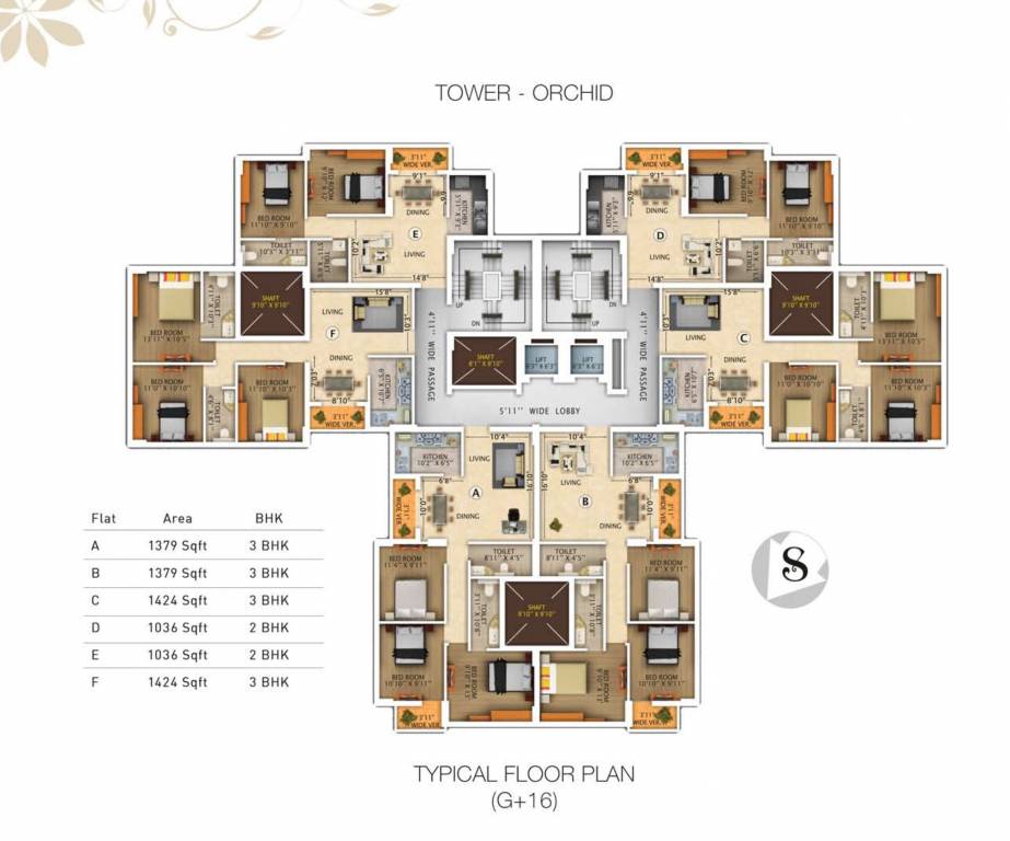  royal gardens Orchid Typical Cluster Plan