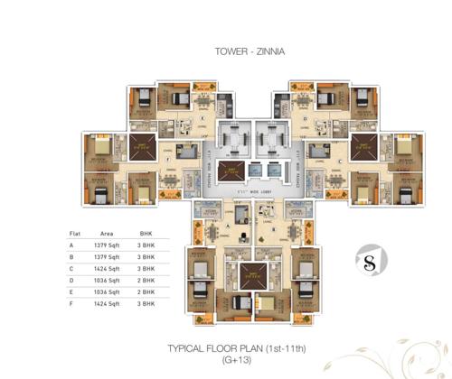  royal-gardens Zinia Cluster Plan From 1st To 11th Floor