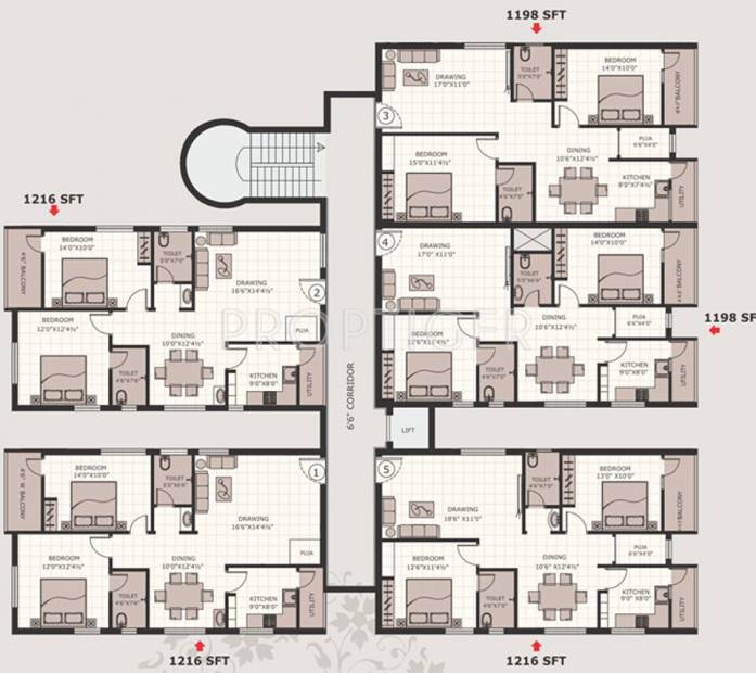 jay-shakti-developers-pvt-ltd pragati-mansion Block B Cluster Plan from 1st to 5th Floor