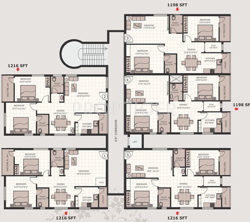 jay shakti developers pvt ltd pragati mansion Block B Cluster Plan from 1st to 5th Floor