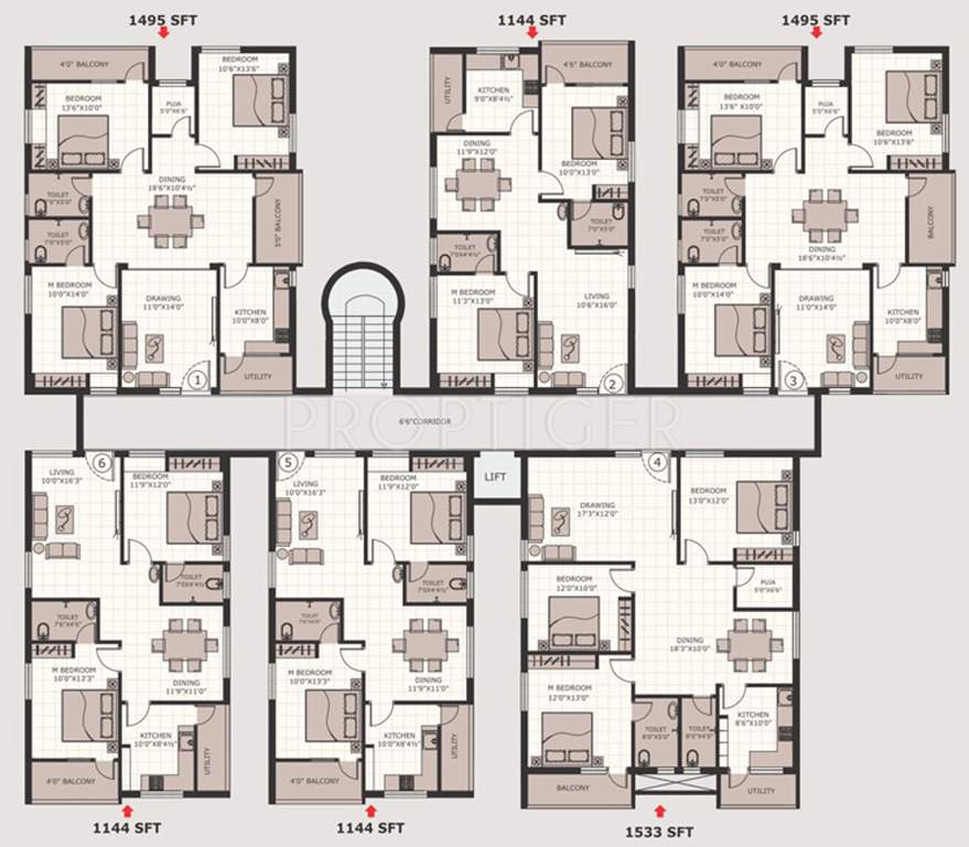 jay shakti developers pvt ltd pragati mansion Block C Cluster Plan from 1st to 5th Floor
