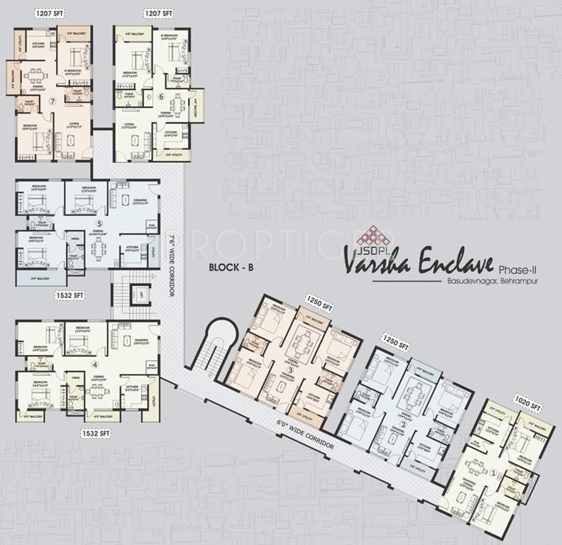 jay shakti developers pvt ltd varsha enclave phase ii Block B Cluster Plan from 1st to 4th Floor
