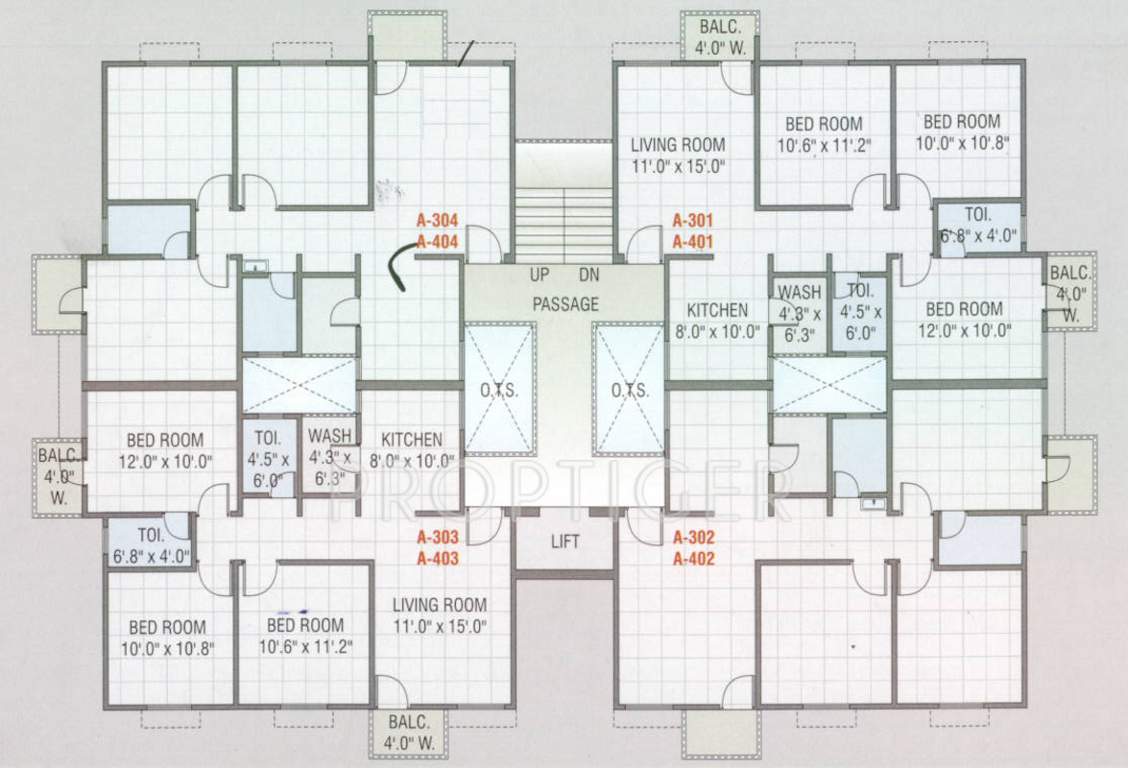  residency Tower A & B Cluster Plan for 4th Floor