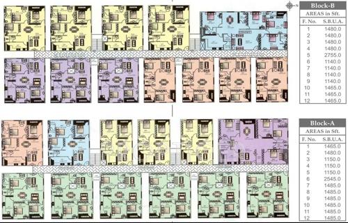 gruha-deepika-builders deepikas-palace Block A & B Cluster Plan from 1st to 5th Floor