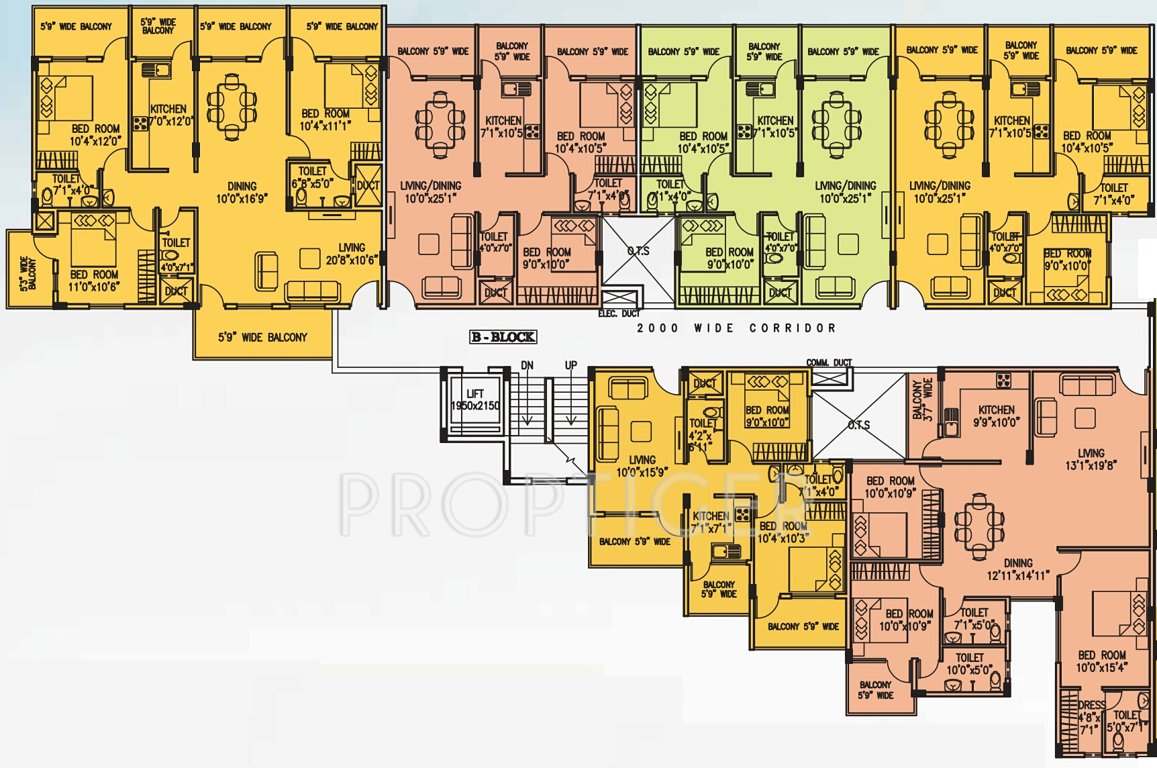 dhruvika group mogra Block A Cluster Plan from 1st to 5th Floor
