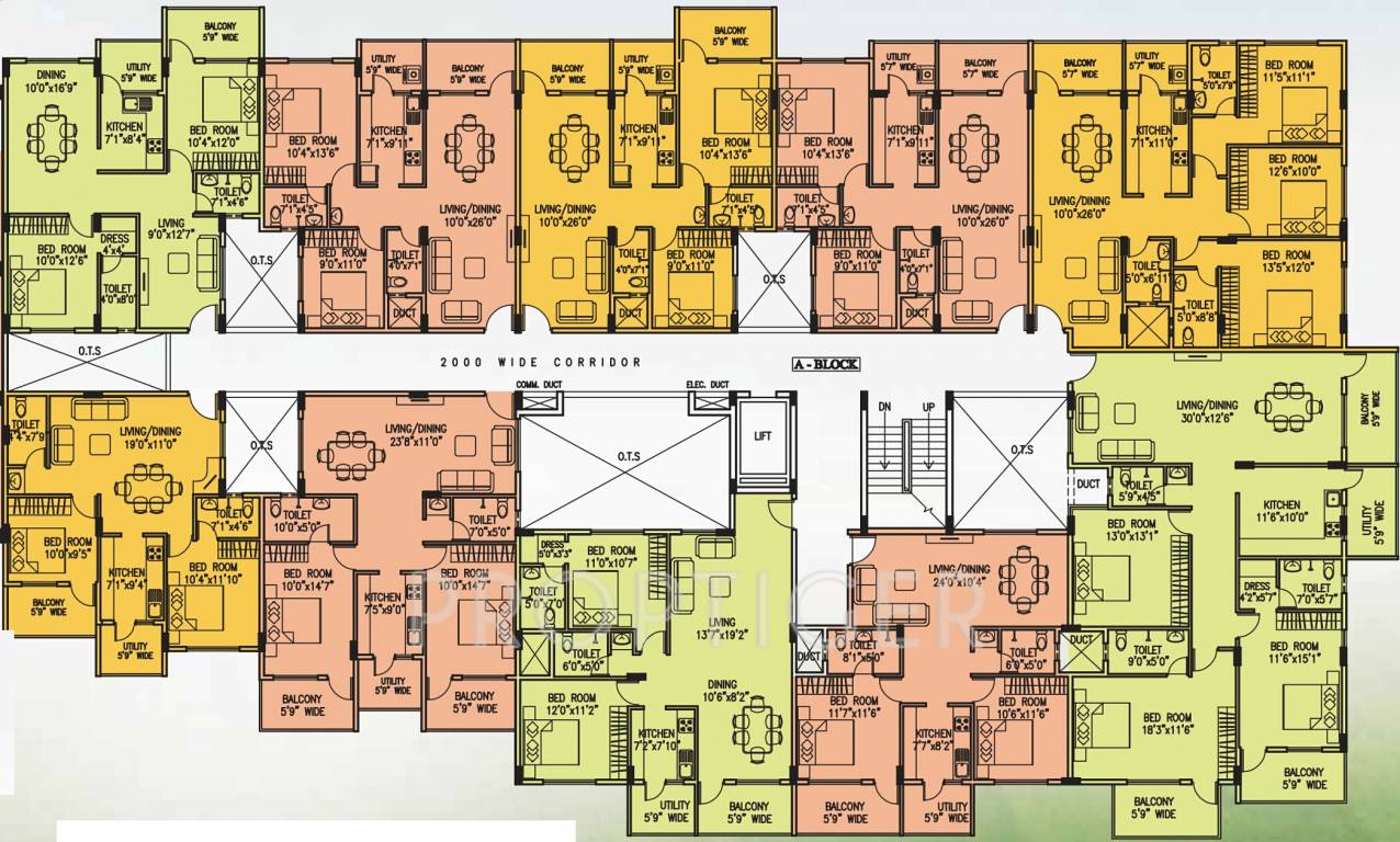 dhruvika group mogra Block B Cluster Plan from 1st to 5th Floor