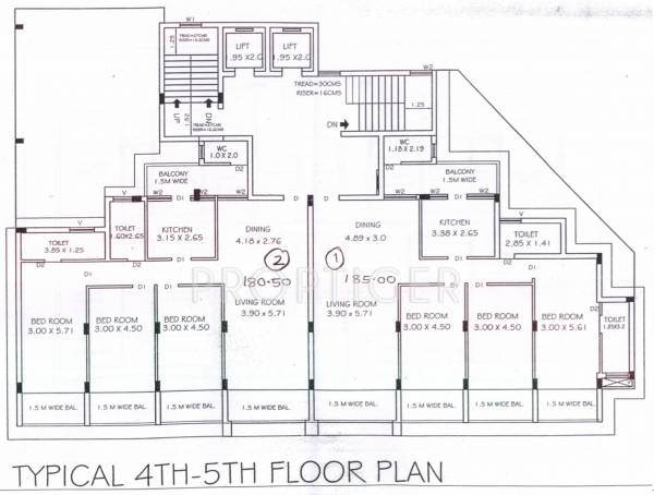 Block A Cluster Plan from 4th to 5th Floor kamat-construction-pvt-ltd la-campala-complex Block A Cluster Plan from 4th to 5th Floor