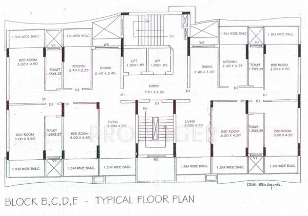 Block BCD&E Typical Floor Cluster Plan kamat-construction-pvt-ltd la-campala-complex Block BCD&E Typical Floor Cluster Plan