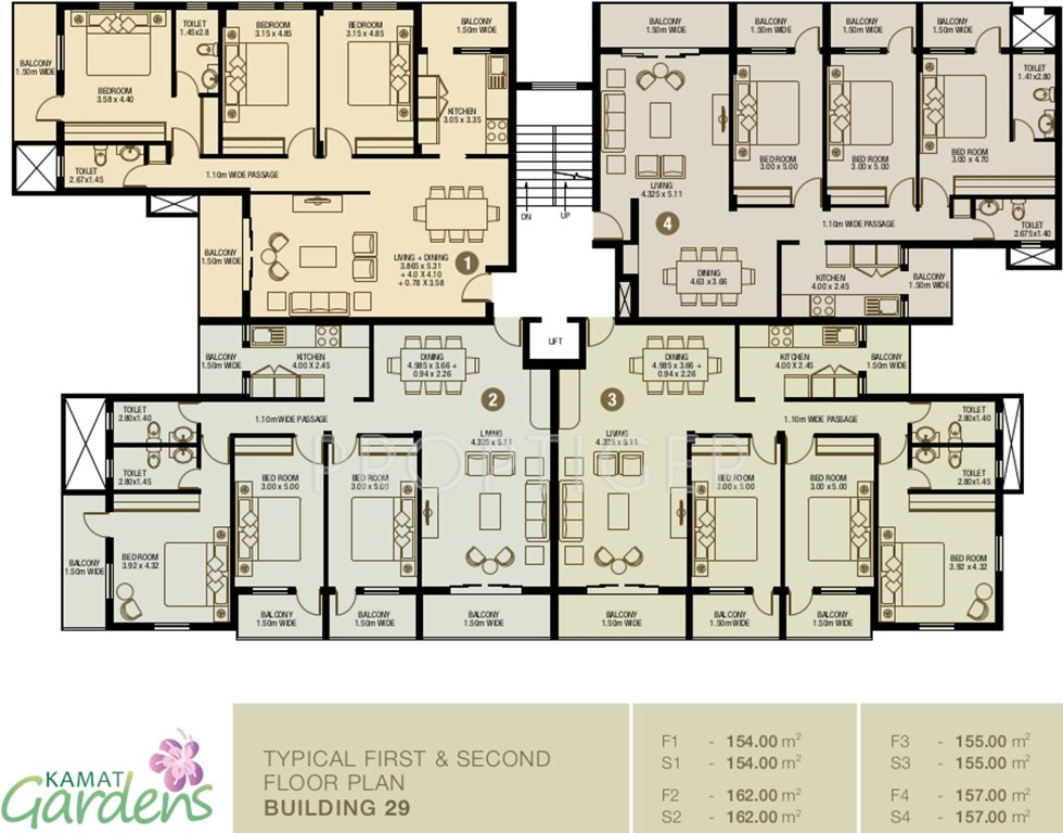 kamat construction pvt ltd gardens Building 29 1st & 2nd Floor Cluster Plan