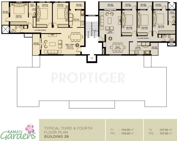 building 29 3rd & 4th Floor Cluster Plan kamat-construction-pvt-ltd gardens building 29 3rd & 4th Floor Cluster Plan