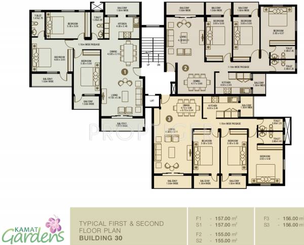 Building 30 First & Second Floor Cluster Plan kamat-construction-pvt-ltd gardens Building 30 First & Second Floor Cluster Plan