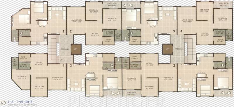  residency Tower H, I Cluster Plan from 1st to 5th Floor