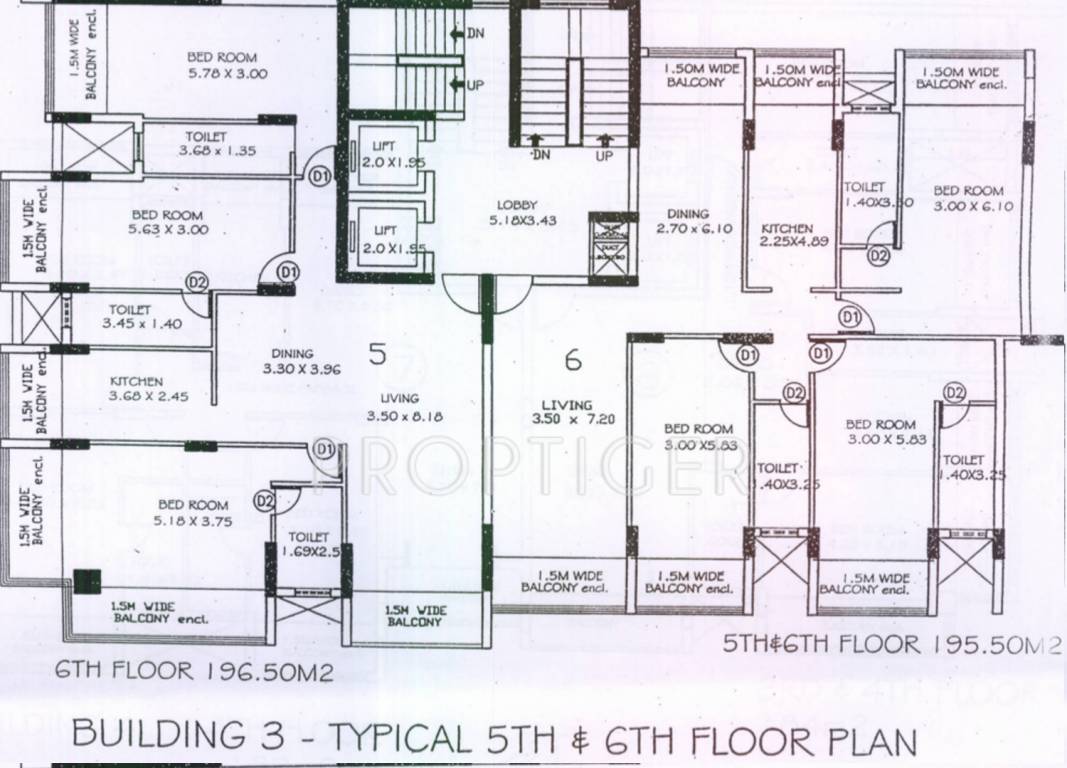 kamat construction pvt ltd marao kenny complex Building 3 Fifth & Sixth Floor Cluster Plan