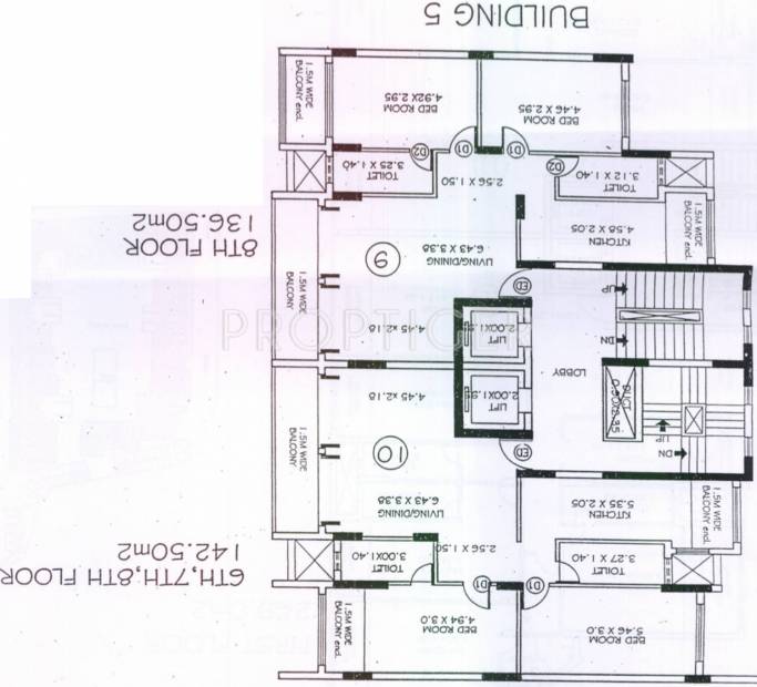 kamat-construction-pvt-ltd marao-kenny-complex Building 5 Sixth to Eigth Floor Cluster Plan