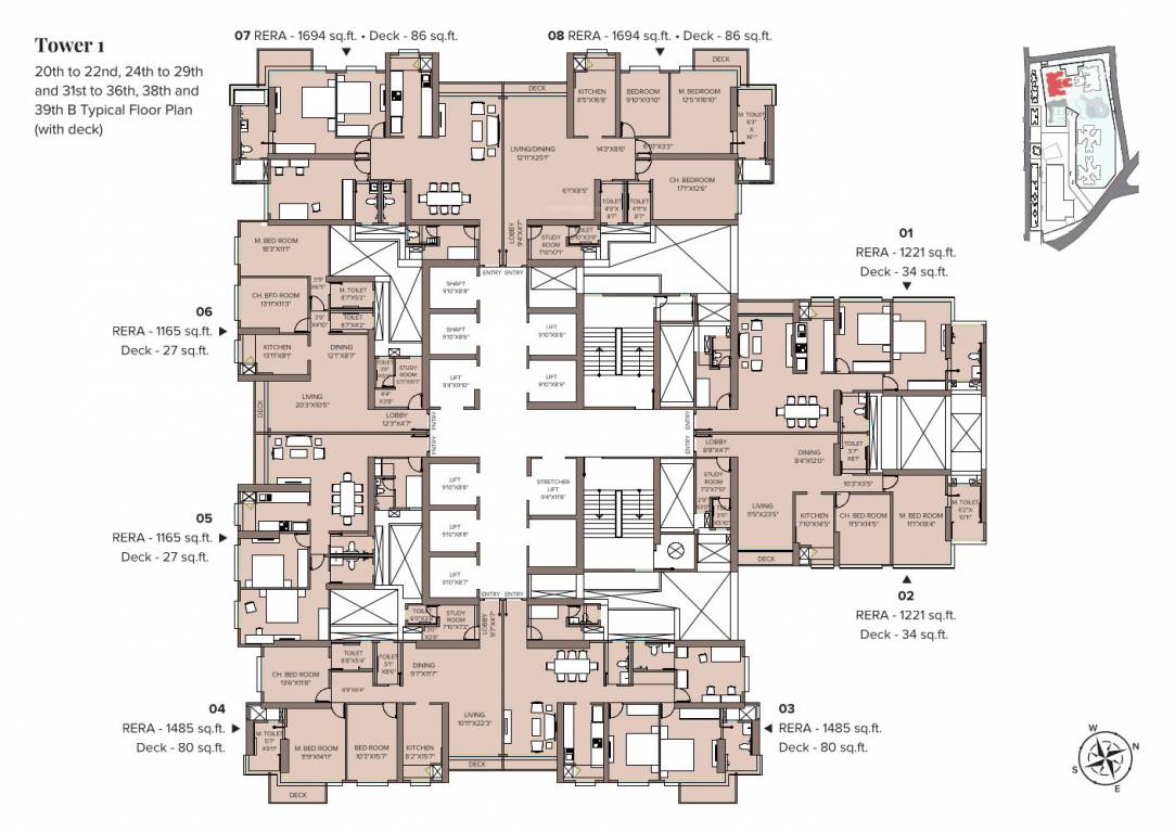 monte south Tower 1 Cluster Plan