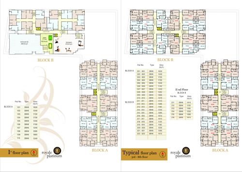  royale-platinum Block A And B Cluster Plan from 1st to 8th Floor