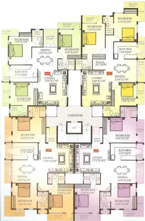 mounica builders pradham grand Pradham Grand Cluster Plan for 1st Floor