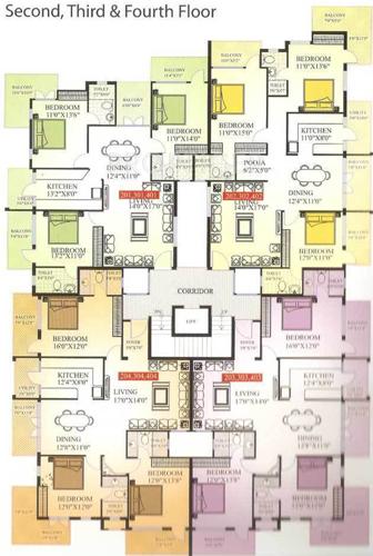 mounica-builders pradham-grand Pradham Grand Cluster Plan from 2nd to 4th Floor