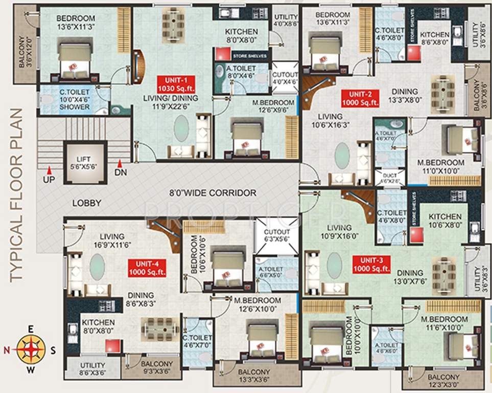 shivaganga infra smaran Cluster Plan from 1st to 4th Floor