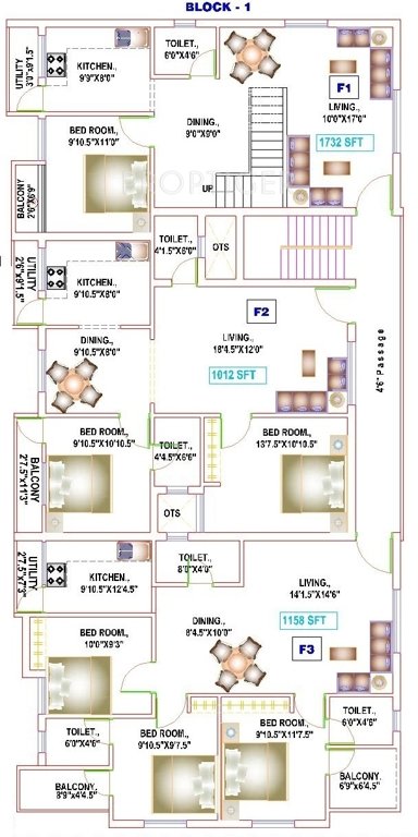 yogi builders merinaa Block 1 Cluster Plan for 1st Floor