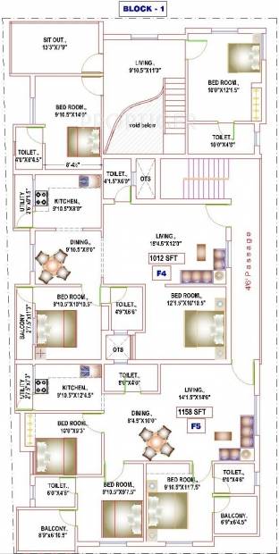 yogi-builders merinaa Block 1 Cluster Plan for 2nd Floor