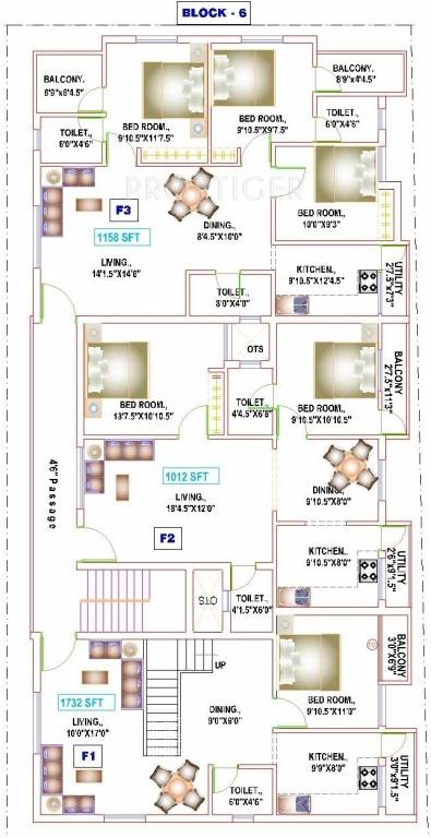 yogi builders merinaa Block 6 Cluster Plan for 1st Floor