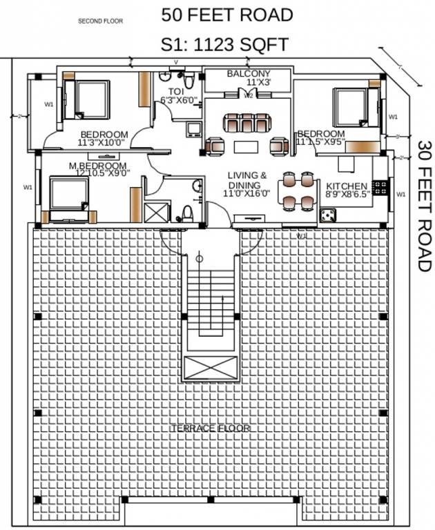 anu builders radha enclave Radha Nagar Cluster Plan for 2nd Floor
