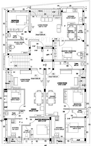 anu-builders sai-narmadha-flats Sai Narmadha Flats Cluster Plan for 1st Floor
