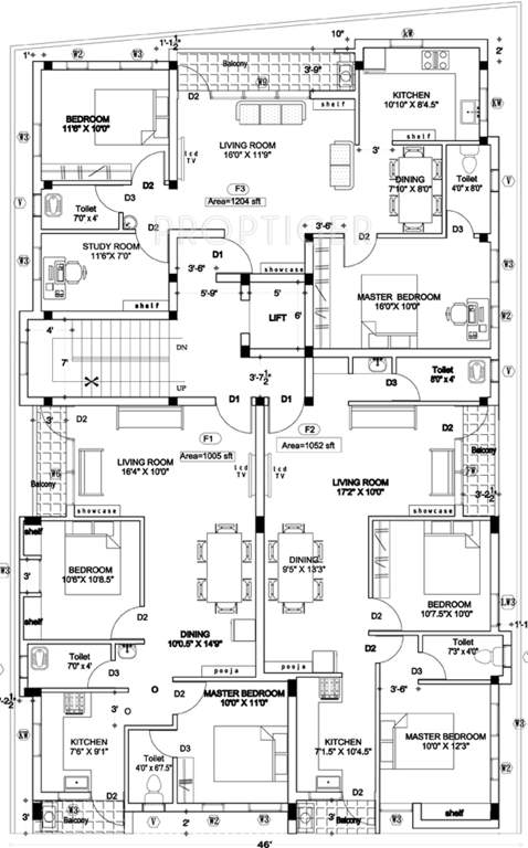 anu builders sai narmadha flats Sai Narmadha Flats Cluster Plan for 1st Floor