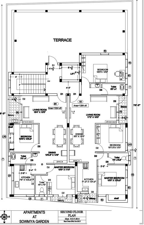 anu builders sai narmadha flats Sai Narmadha Flats Cluster Plan for 2nd Floor