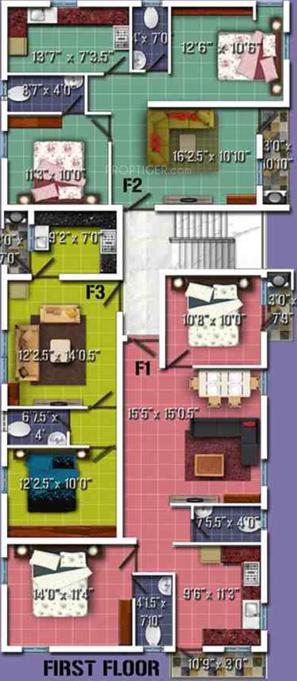 anu builders advika flats Advika Flats Cluster Plan for 1st Floor