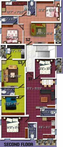 anu-builders advika-flats Advika Flats Cluster Plan for 2nd Floor