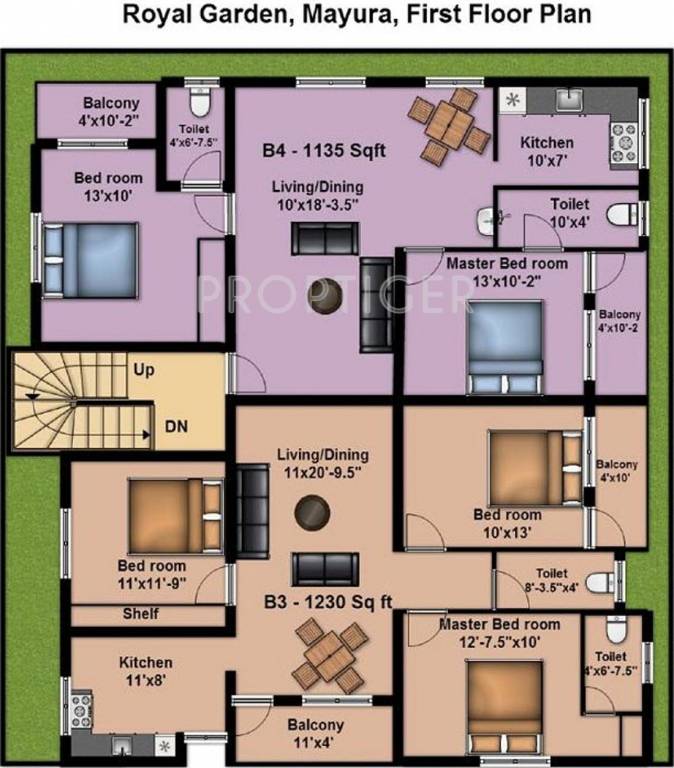 anu builders mayura flats Block A & B First Floor Cluster Plan