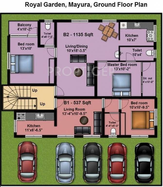 anu builders mayura flats Block A & B Ground Floor Cluster Plan