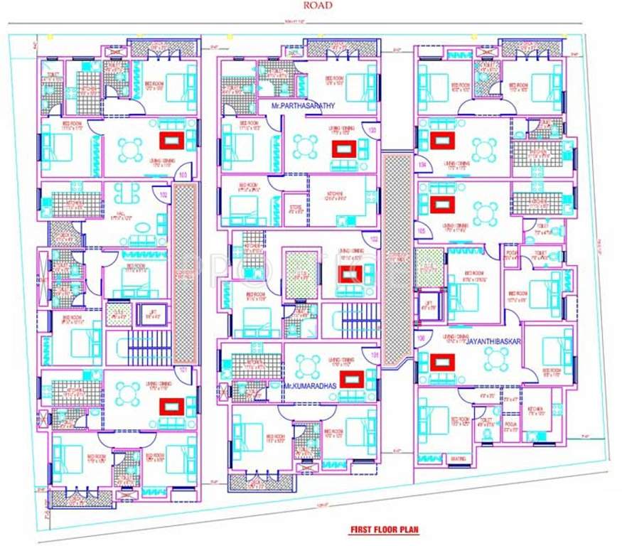 shri prithiyangira structurals private limited anirudh Block A And B Cluster Plan for 1st Floor
