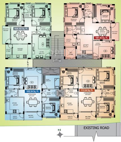 pnr-group vasudhaa-raja-gruha Vasudhaa Raja Gruha Typical Floor Cluster Plan